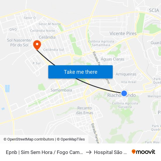 Epnb | Sim Sem Hora / Fogo Campeiro / Villa Brasil to Hospital São Francisco map