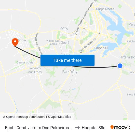 Epct | Cond. Jardim Das Palmeiras (Sentido São Sebastião) to Hospital São Francisco map