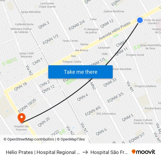 Hélio Prates | Hospital Regional Da Ceilândia to Hospital São Francisco map