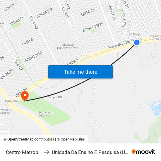 Centro Metropolitano to Unidade De Ensino E Pesquisa (Uep) - Fce / Unb map