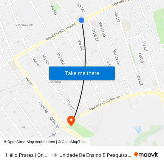 Hélio Prates | Qnm 18 (Hrc) to Unidade De Ensino E Pesquisa (Uep) - Fce / Unb map