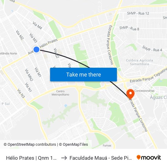 Hélio Prates | Qnm 18 (Hrc) to Faculdade Mauá - Sede Pistão Sul map