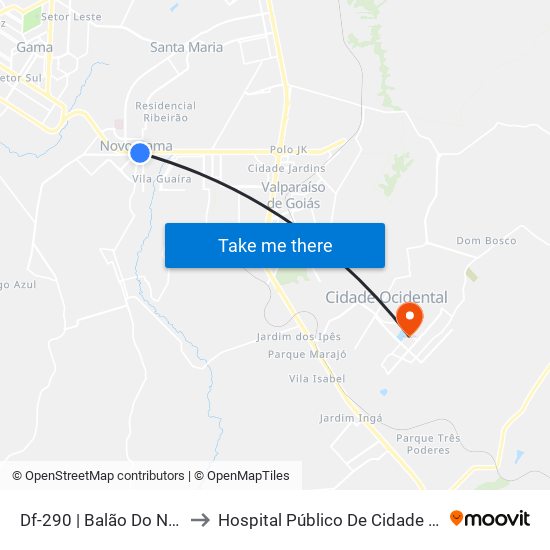 Df-290 | Balão Do Novo Gama to Hospital Público De Cidade Ocidental Go map