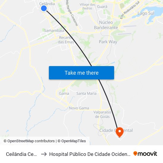 Ceilândia Centro to Hospital Público De Cidade Ocidental Go map