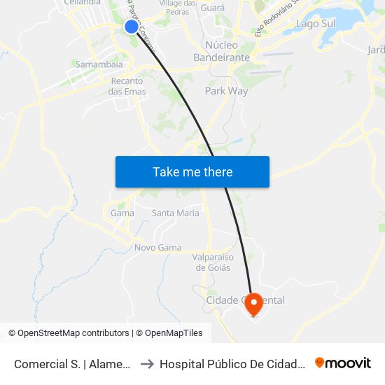 Comercial S. | Alameda Shopping to Hospital Público De Cidade Ocidental Go map