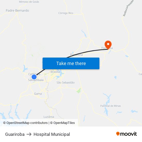 Guariroba to Hospital Municipal map