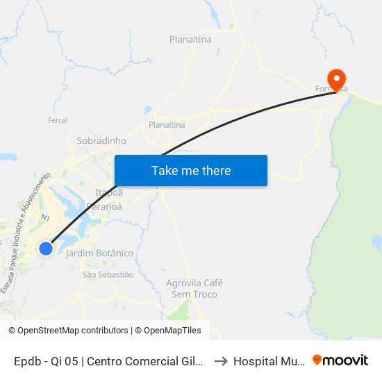 Epdb - Qi 05 | Centro Comercial Gilberto Salomão to Hospital Municipal map