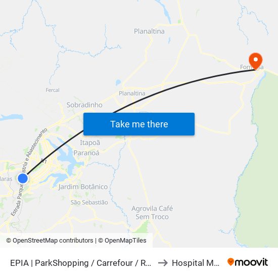 EPIA | ParkShopping / Carrefour / Rod. Interestadual to Hospital Municipal map