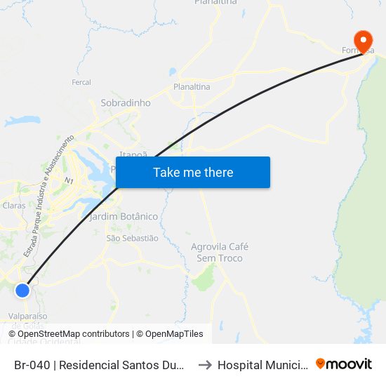 BR-040 | Residencial Santos Dumon to Hospital Municipal map