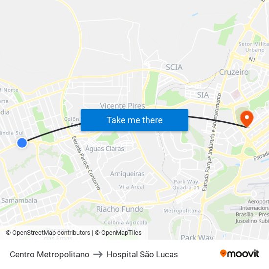 Centro Metropolitano to Hospital São Lucas map