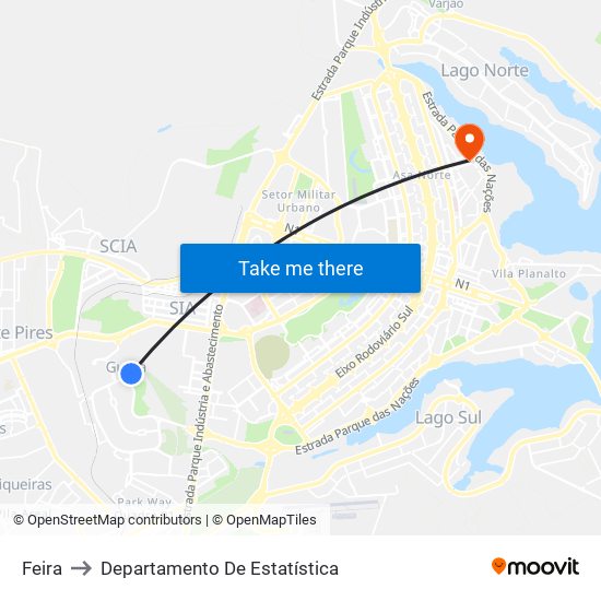 Feira to Departamento De Estatística map