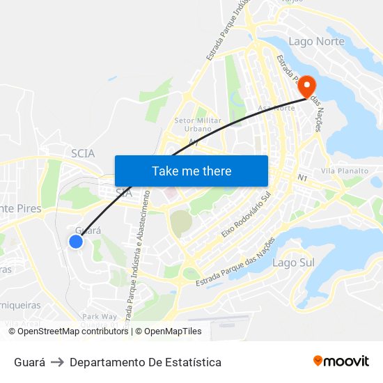Guará to Departamento De Estatística map