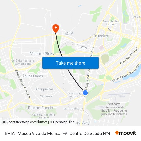 EPIA | Museu Vivo da Memória Candanga to Centro De Saúde Nº4 - Estrutural map