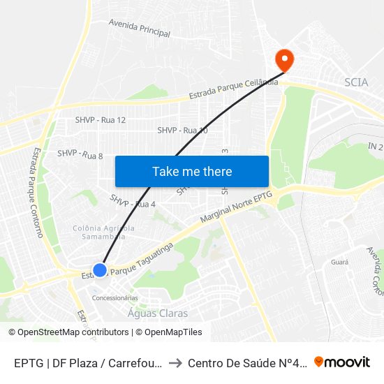 EPTG | DF Plaza / Carrefour / Sam's Club to Centro De Saúde Nº4 - Estrutural map