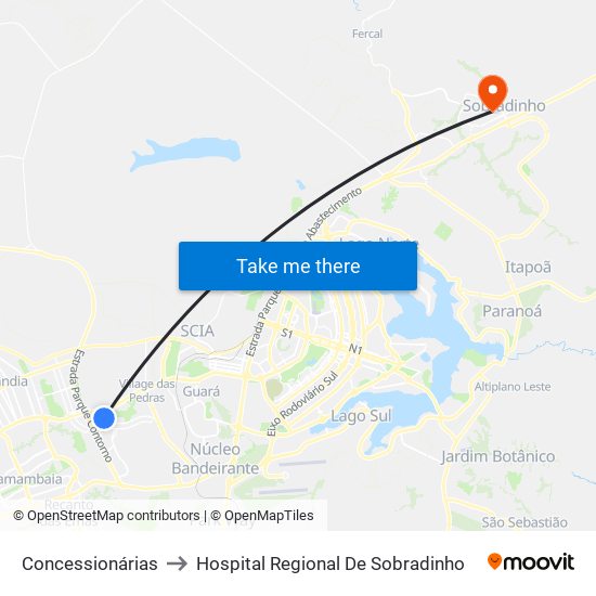 Concessionárias to Hospital Regional De Sobradinho map