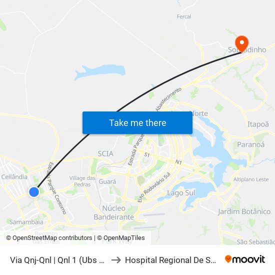 Via Qnj-Qnl | Qnl 1 (Ubs 3 / Ced 6) to Hospital Regional De Sobradinho map