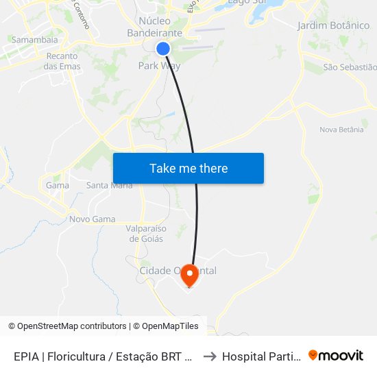 EPIA | Floricultura / Estação BRT Park Way to Hospital Particular map