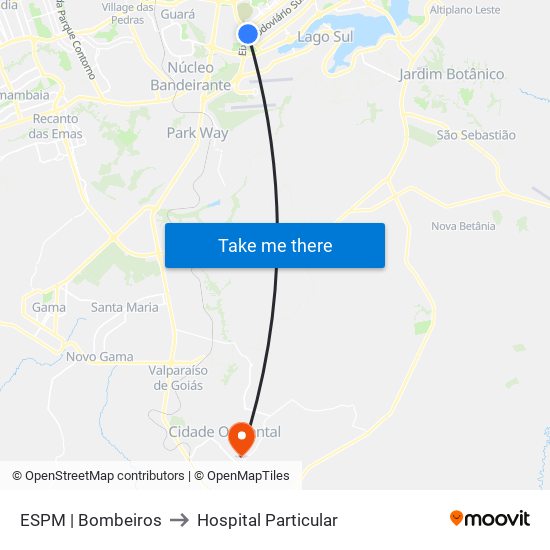 ESPM | Bombeiros to Hospital Particular map