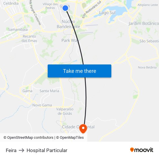 Feira to Hospital Particular map