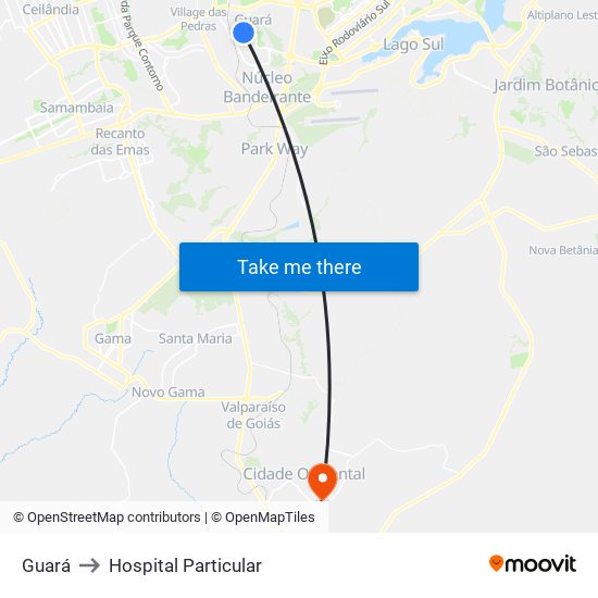 Guará to Hospital Particular map