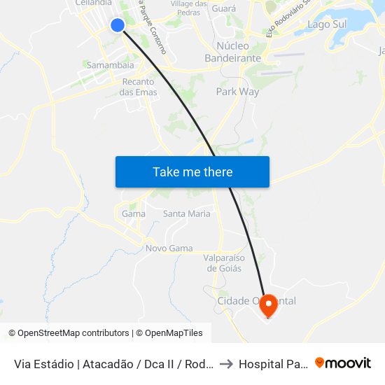 Via Estádio | Atacadão / Dca II / Rodoviária / Estádio to Hospital Particular map