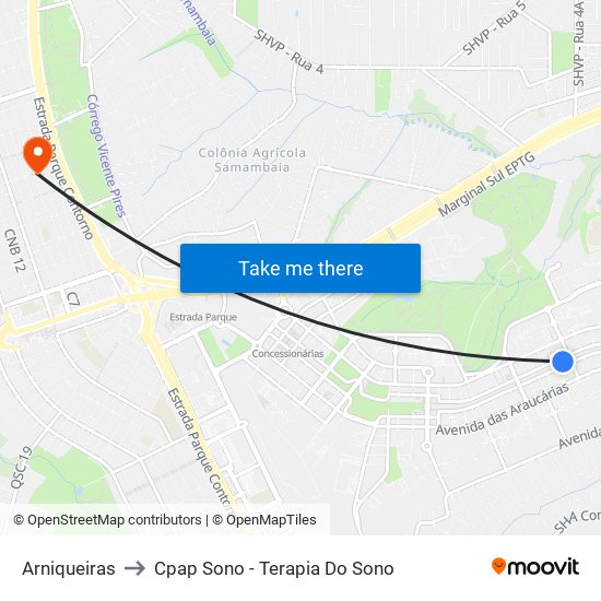 Arniqueiras to Cpap Sono - Terapia Do Sono map