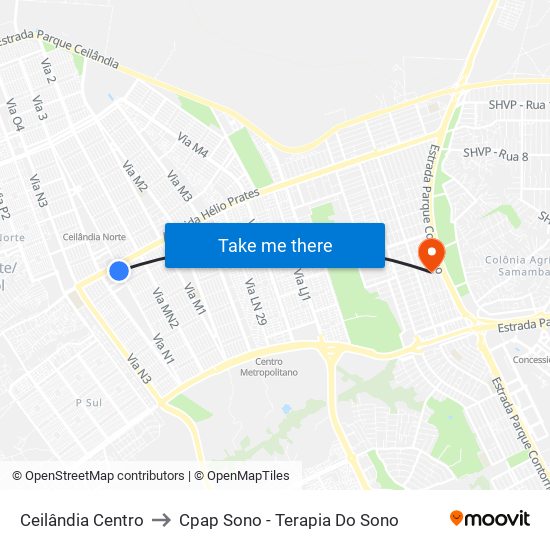 Ceilândia Centro to Cpap Sono - Terapia Do Sono map