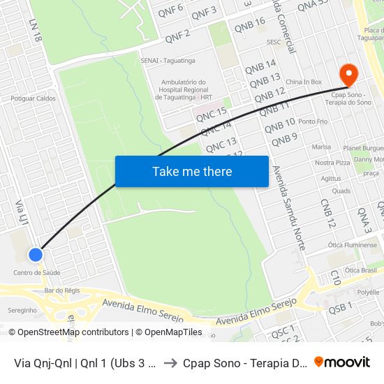 Via Qnj-Qnl | Qnl 1 (Ubs 3 / Ced 6) to Cpap Sono - Terapia Do Sono map