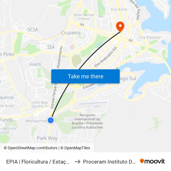 EPIA | Floricultura / Estação BRT Park Way to Proceram Instituto De Odontologia map