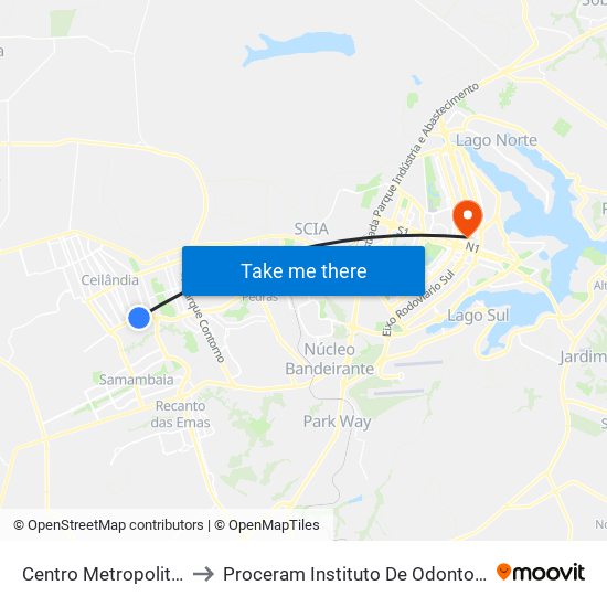 Centro Metropolitano to Proceram Instituto De Odontologia map