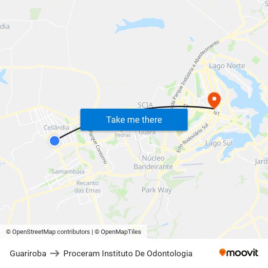 Guariroba to Proceram Instituto De Odontologia map