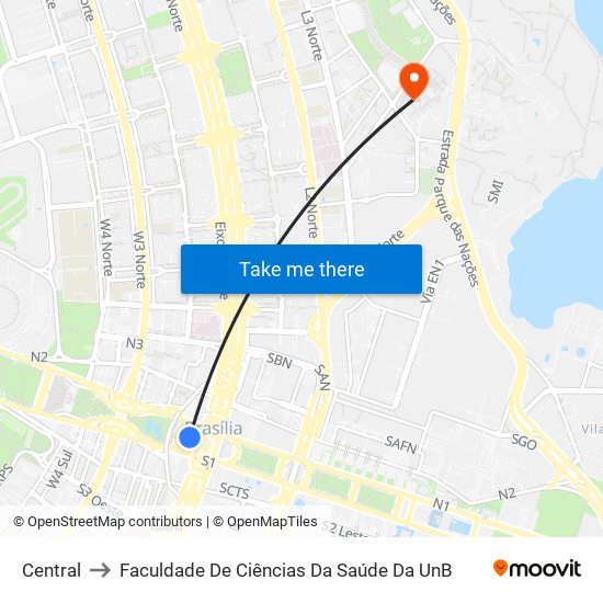Central to Faculdade De Ciências Da Saúde Da UnB map