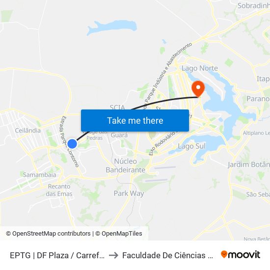 EPTG | DF Plaza / Carrefour / Sam's Club to Faculdade De Ciências Da Saúde Da UnB map