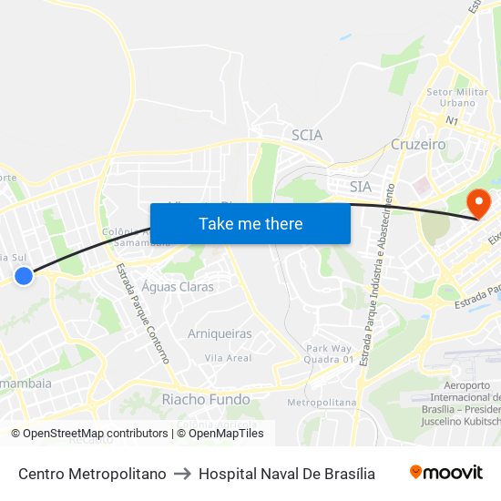 Centro Metropolitano to Hospital Naval De Brasília map