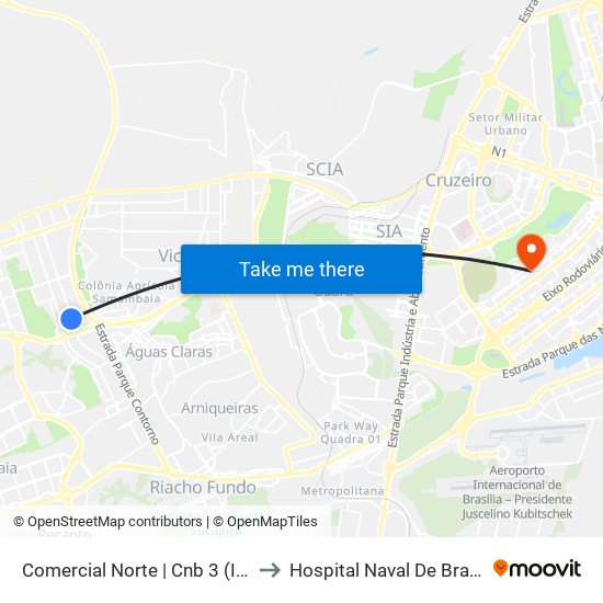 Comercial Norte | Cnb 3 (Inss) to Hospital Naval De Brasília map