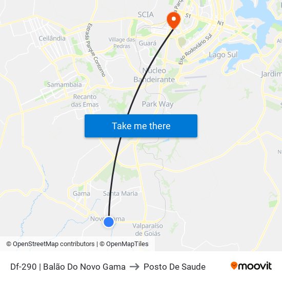 Df-290 | Balão Do Novo Gama to Posto De Saude map