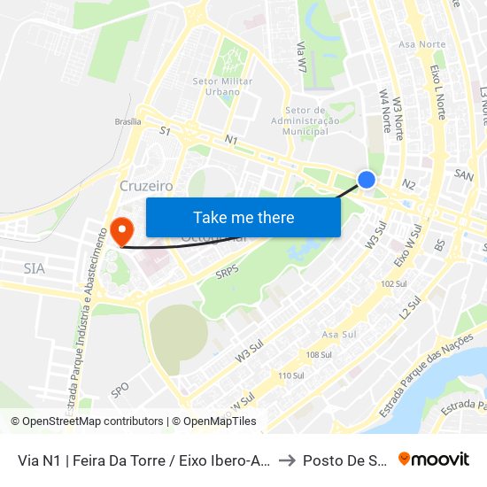 Via N1 | Feira Da Torre / Eixo Ibero-Americano to Posto De Saude map