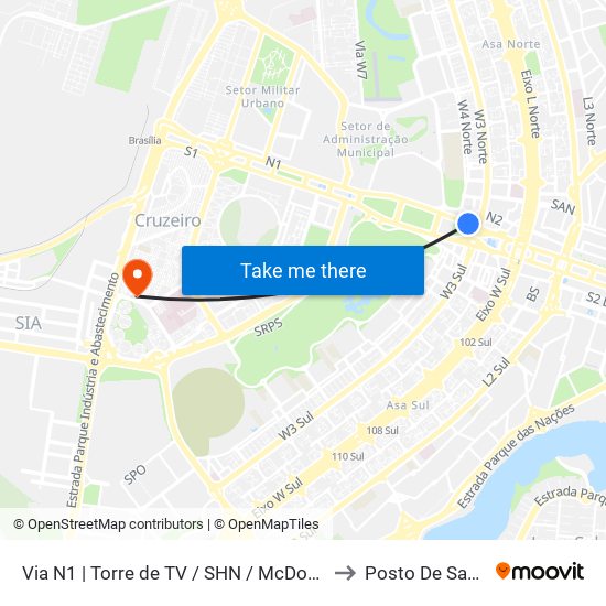 Via N1 | Torre de TV / SHN / McDonald's to Posto De Saude map