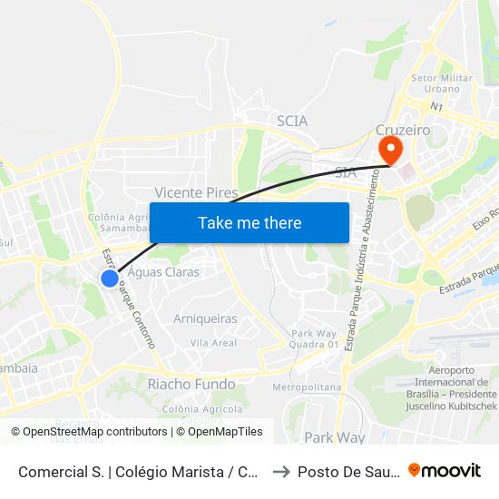 Comercial S. | Colégio Marista / CED 2 to Posto De Saude map