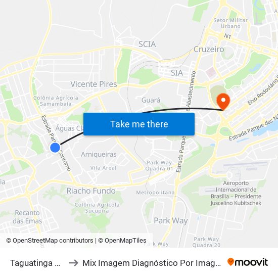 Taguatinga Sul to Mix Imagem Diagnóstico Por Imagem map
