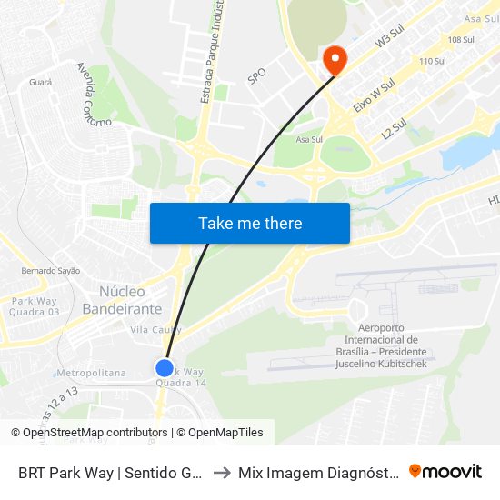BRT Park Way | Sentido Gama / Santa Maria to Mix Imagem Diagnóstico Por Imagem map