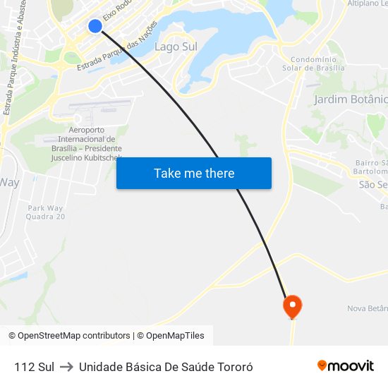 112 Sul to Unidade Básica De Saúde Tororó map