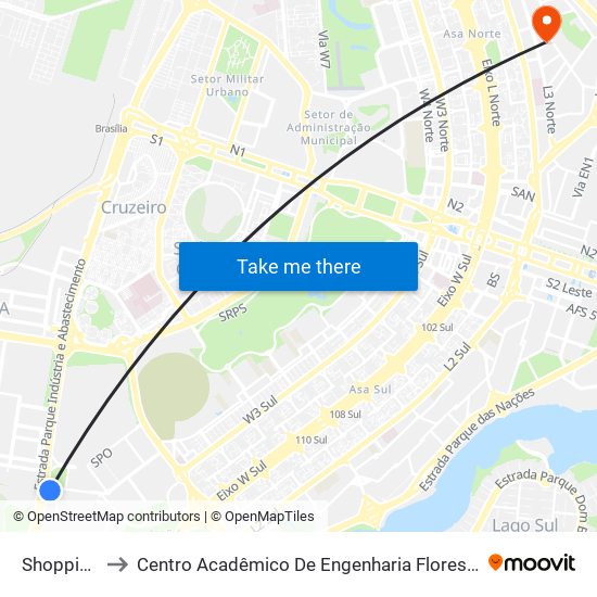 Shopping to Centro Acadêmico De Engenharia Florestal map