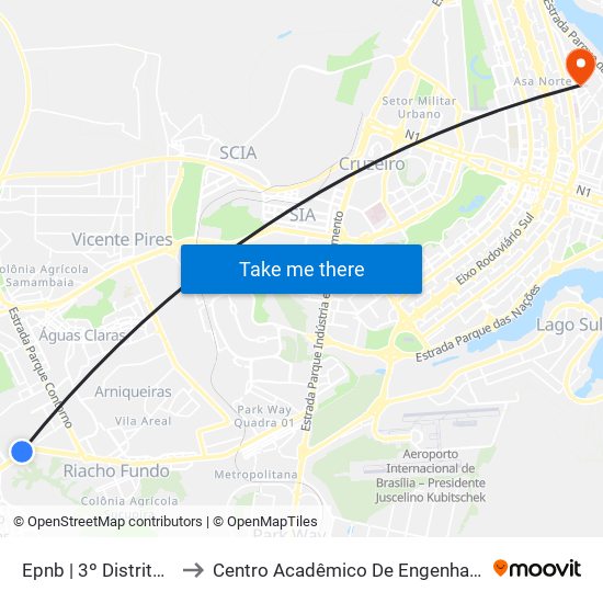 Epnb | 3º Distrito Der-Df to Centro Acadêmico De Engenharia Florestal map