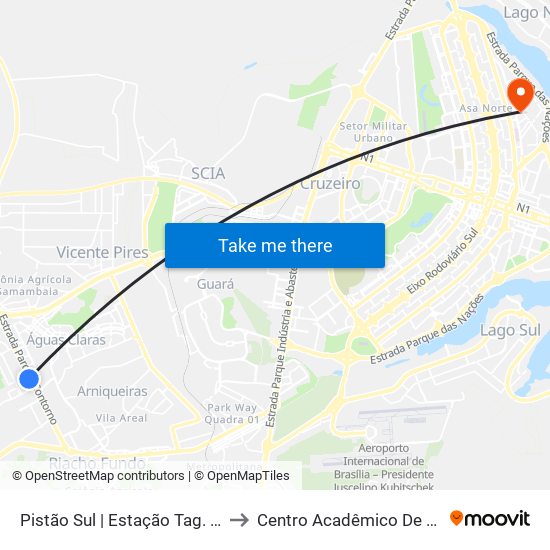 Pistão Sul | Estação Tag. Sul / Hosp. Anna Nery to Centro Acadêmico De Engenharia Florestal map