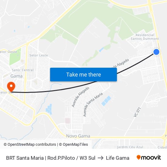 BRT Santa Maria | Rod.P.Piloto / W3 Sul to Life Gama map