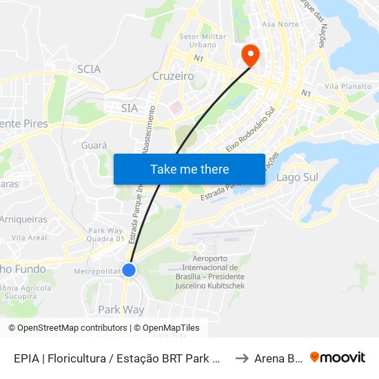 EPIA | Floricultura / Estação BRT Park Way to Arena Brb map