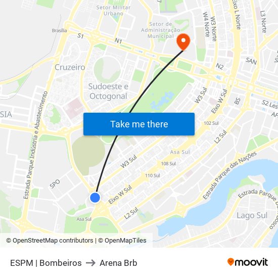 ESPM | Bombeiros to Arena Brb map