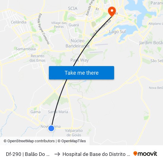 Df-290 | Balão Do Novo Gama to Hospital de Base do Distrito Federal (HBDF) map