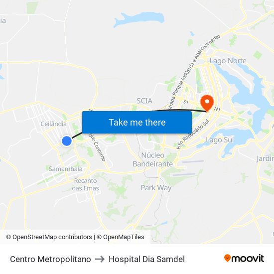 Centro Metropolitano to Hospital Dia Samdel map